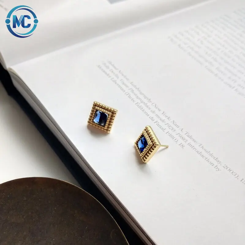 2021 Unique Design Square Blue Diamond Stud Earrings Chic 925 Sterling Silver Earrings, Gold
2021 Unique Design Square Blue Diamond Stud Earrings Chic 925 Sterling Silver Earrings, Gold