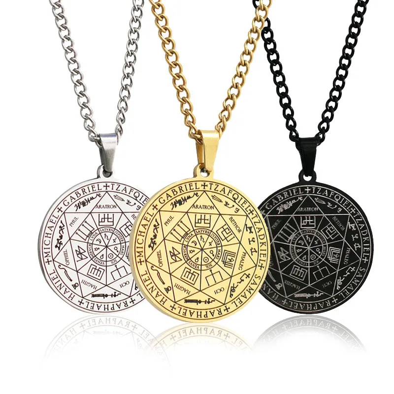 

7 Archangels Pendant Seal Of Solomon Tetragrammaton Men's Angels Sigil Necklace Seals Of Seven Archangels Talisman Necklace