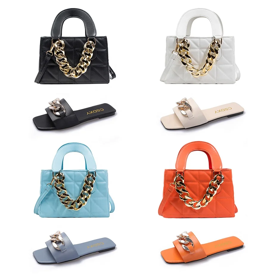 Fashion Summer 2022 Purses and Shoes Set Ladies Chain Bags Matching Women Slippers Sandals and Purses Handbags Set
Fashion Summer 2022 Purses and Shoes Set Ladies Chain Bags Matching Women Slippers Sandals and Purses Handbags Set
