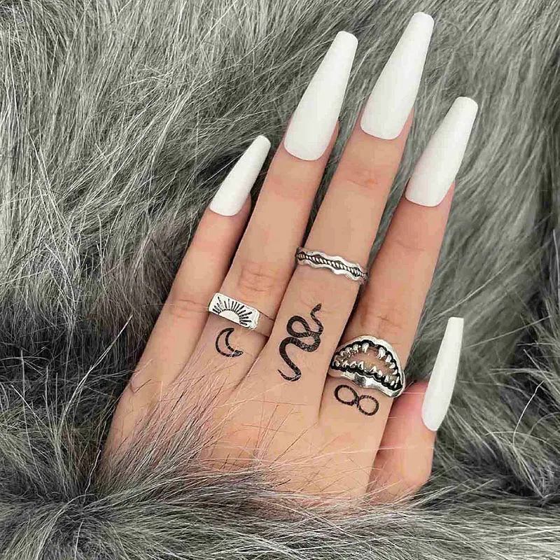 3 Pcs/Set Men Women Shark Teeth Lip Sawtooth Wave Pattern Twist Combination Sea Level Sunrise Punk Ring Set Holiday Gift, Silver
3 Pcs/Set Men Women Shark Teeth Lip Sawtooth Wave Pattern Twist Combination Sea Level Sunrise Punk Ring Set Holiday Gift, Silver