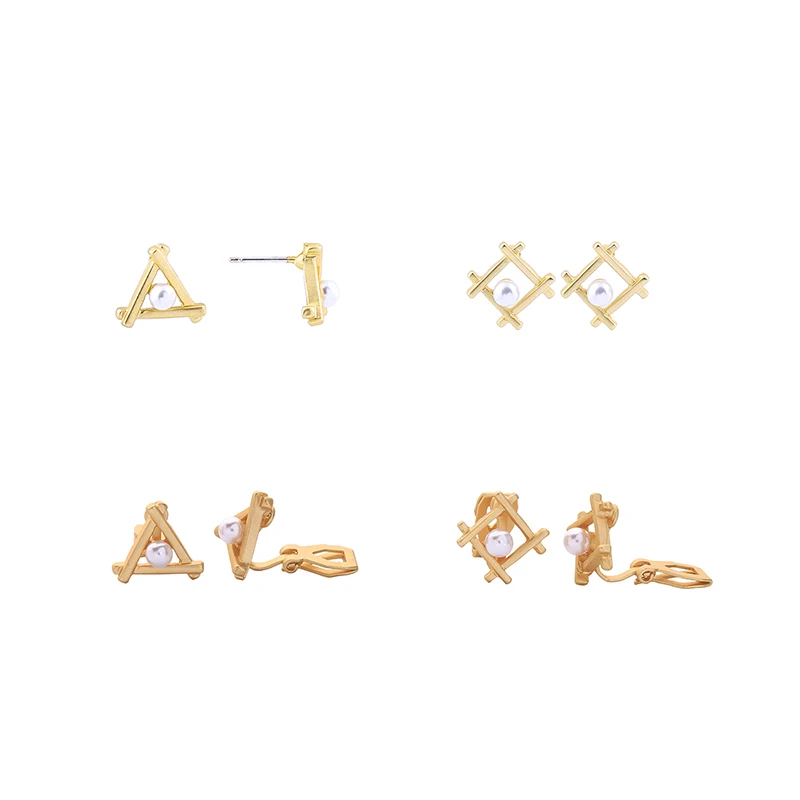de98055 2020 Creative Design Korean Style Jewelry Simple Geometric Gold Triangle Square Small Pearl Clip On Stud Earrings, Worn gold
de98055 2020 Creative Design Korean Style Jewelry Simple Geometric Gold Triangle Square Small Pearl Clip On Stud Earrings, Worn gold