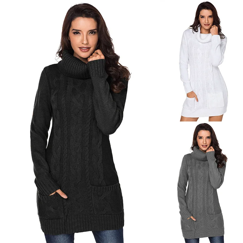 Womens Turtleneck Long Sleeve Elasticity Chunky Cable Knit Pullover Sweaters Jumper with Pockets, Pictures
Womens Turtleneck Long Sleeve Elasticity Chunky Cable Knit Pullover Sweaters Jumper with Pockets, Pictures