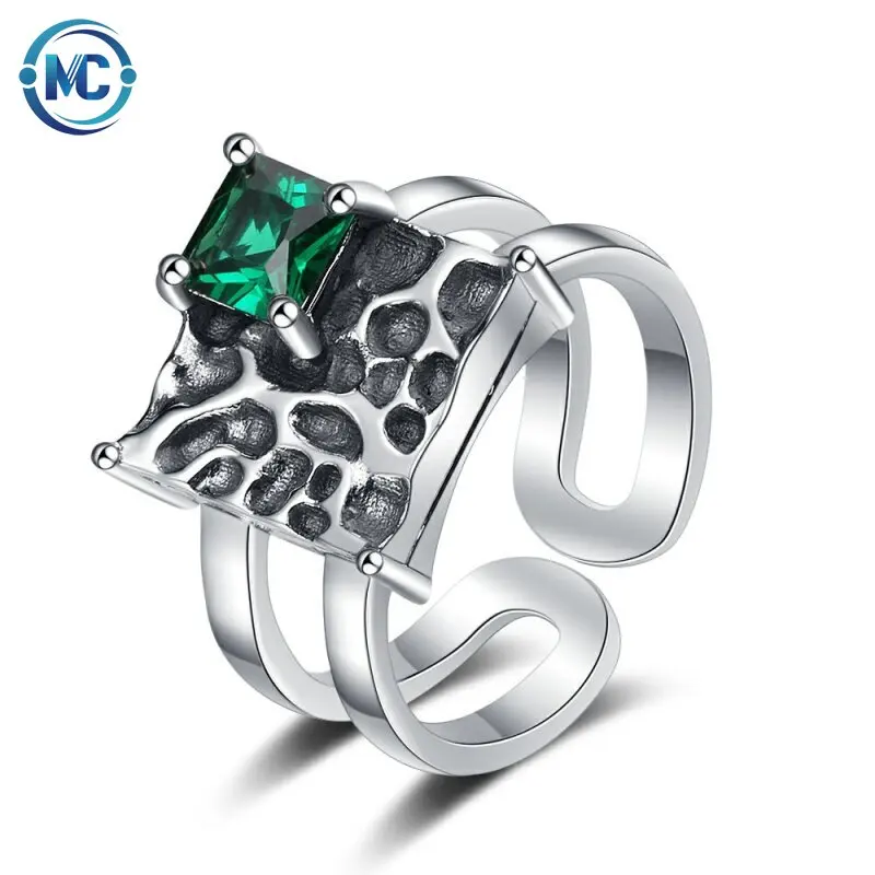 S925 Pure Silver Ring Ins Niche Retro Geometric Inlaid Lvzuan Zircon Opening Female Silver Ring, Silver color
S925 Pure Silver Ring Ins Niche Retro Geometric Inlaid Lvzuan Zircon Opening Female Silver Ring, Silver color