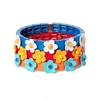 Enamel Rainbow Flower Tile Bracelet Metal Alloy Bead Stretchy Colorful Bracelet Beach Jewelry Gift For Women