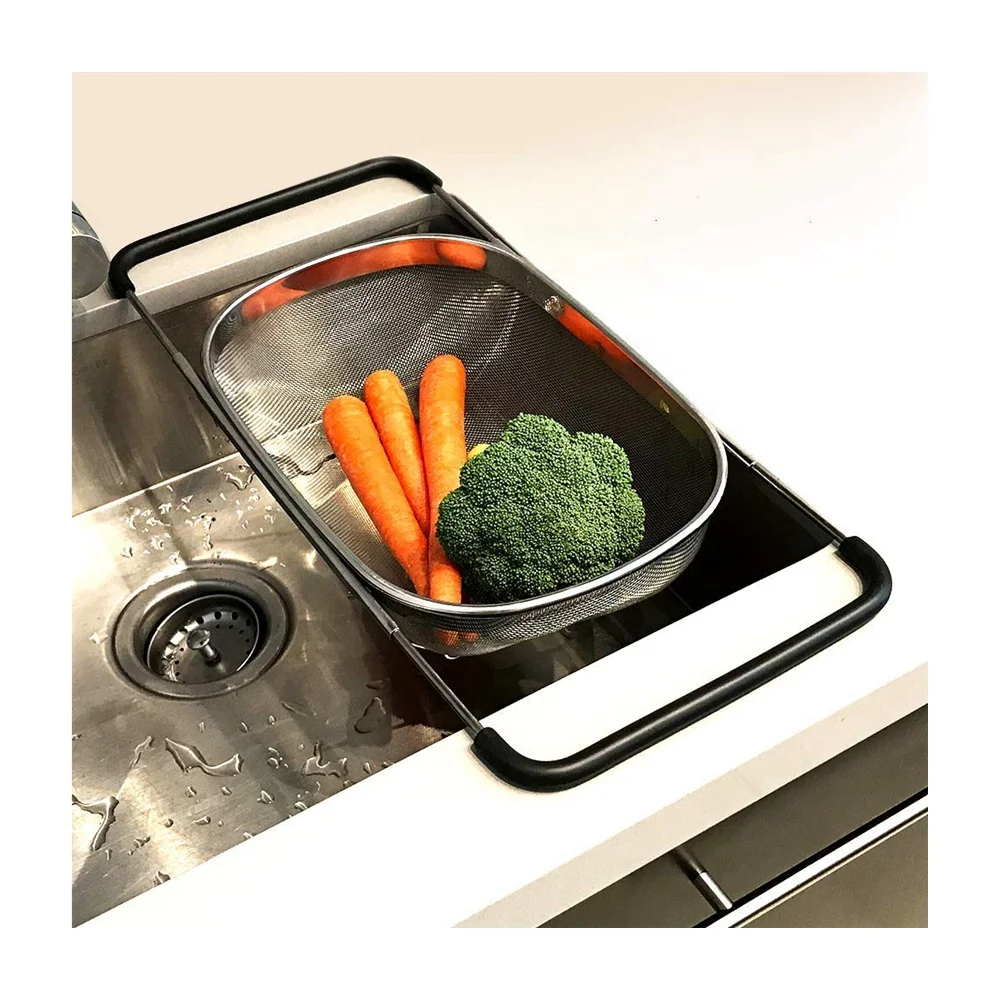 Adjustable handle length basket Over the Sink Colander Strainer Basket For Kitchen Sink with Rubber Grip, Sliver,golden,black
Adjustable handle length basket Over the Sink Colander Strainer Basket For Kitchen Sink with Rubber Grip, Sliver,golden,black