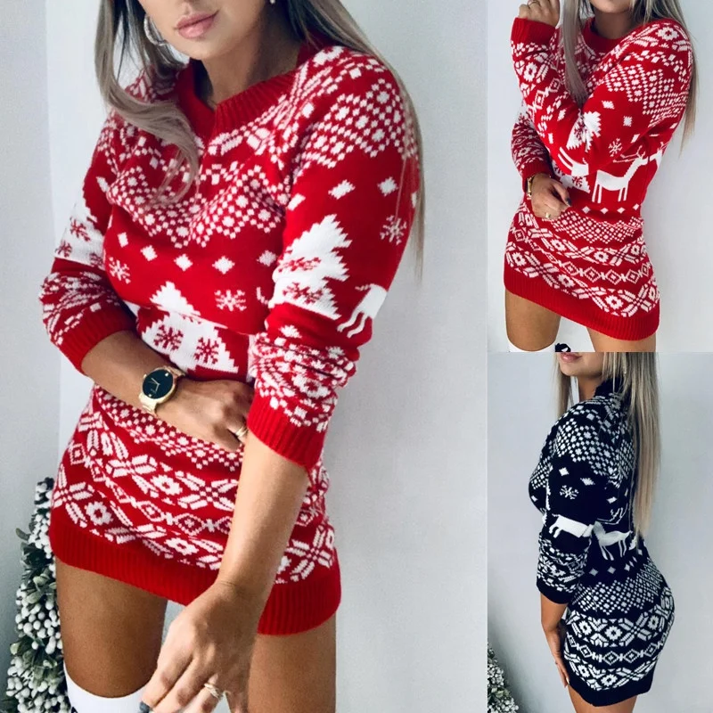 Winter New Knitted Sweater Female Black Red Ugly Santa Christmas Sweater
Winter New Knitted Sweater Female Black Red Ugly Santa Christmas Sweater
