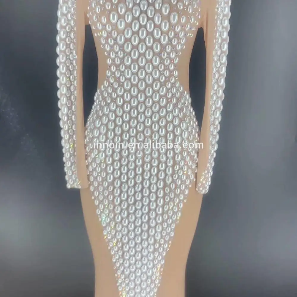 Women Fashion Pearls Long Dress Stretch Sexy Nude Party Wear Stage Performance Party Celebrate Luxurious Outfit
Women Fashion Pearls Long Dress Stretch Sexy Nude Party Wear Stage Performance Party Celebrate Luxurious Outfit