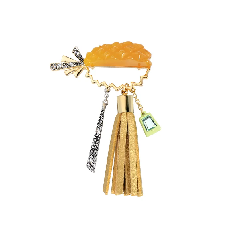 ts00222 2020 Creative Design Yellow Hollow Pineapple Fruit Crystal Gemstone Resin Jewelry Leather Tassel Gold Plated Brooch Pin
ts00222 2020 Creative Design Yellow Hollow Pineapple Fruit Crystal Gemstone Resin Jewelry Leather Tassel Gold Plated Brooch Pin