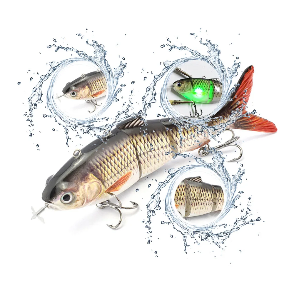 13cm Rechargeable knotty fish green LED luminous simulation hard bait swimming fishing bait propeller electric lure, Picture shows
13cm Rechargeable knotty fish green LED luminous simulation hard bait swimming fishing bait propeller electric lure, Picture shows
