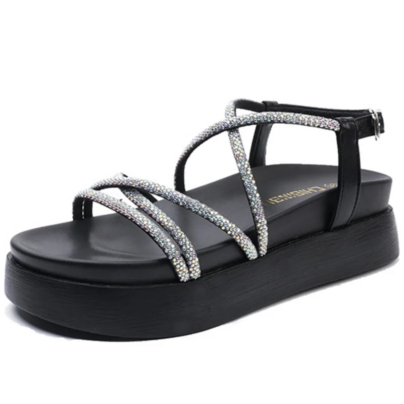 Dropshipping Custom Logo 2022 Fashion Women's Black Rhinestone Sandals Roma Style Ladies Flat Sandals
Dropshipping Custom Logo 2022 Fashion Women's Black Rhinestone Sandals Roma Style Ladies Flat Sandals