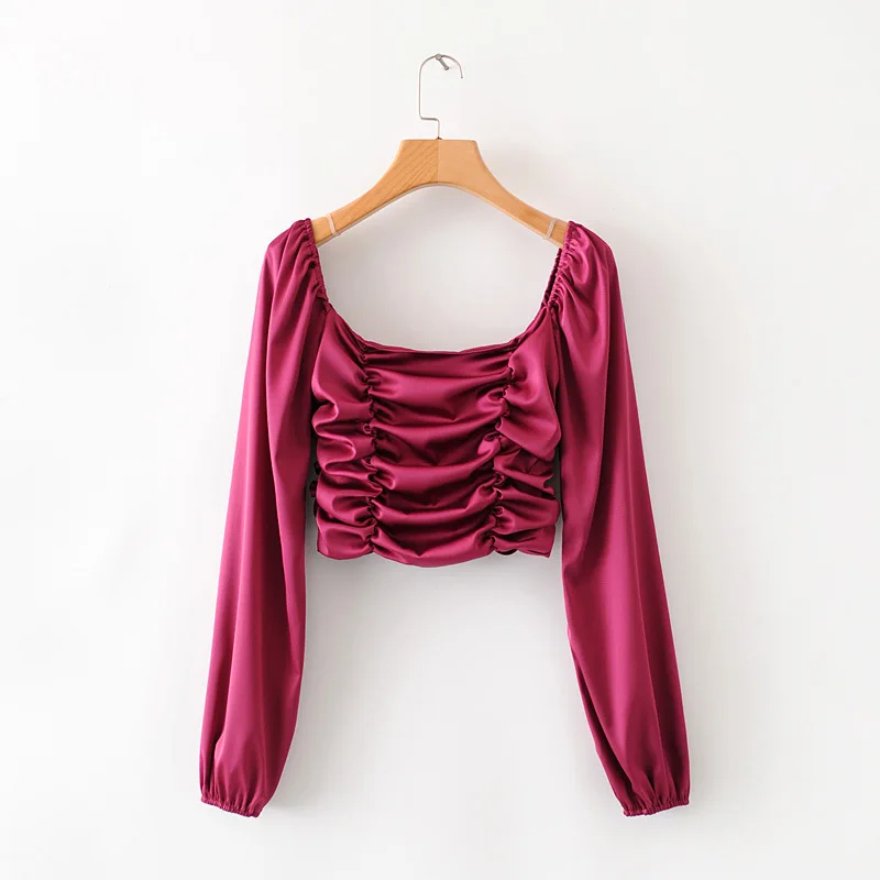 CS2085 New Spanish Design Long Sleeve Pleated Wrinkle Satin Crop Tops Women Chic Beach Holiday Shirts Clothing
CS2085 New Spanish Design Long Sleeve Pleated Wrinkle Satin Crop Tops Women Chic Beach Holiday Shirts Clothing