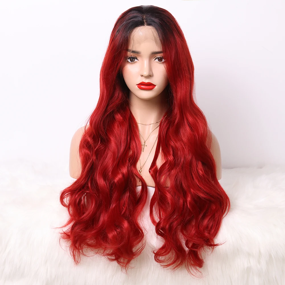 Dark root ombre Queen red long wave synthetic front lace wigs Glueless heat Resistant Transparent Lace front lace wig
Dark root ombre Queen red long wave synthetic front lace wigs Glueless heat Resistant Transparent Lace front lace wig