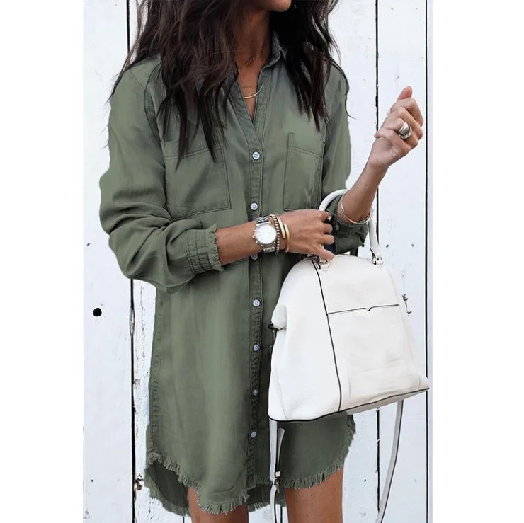 Hot selling women with thin fringe jeans shirt multi-colored denim dress, 3 color as picture
Hot selling women with thin fringe jeans shirt multi-colored denim dress, 3 color as picture