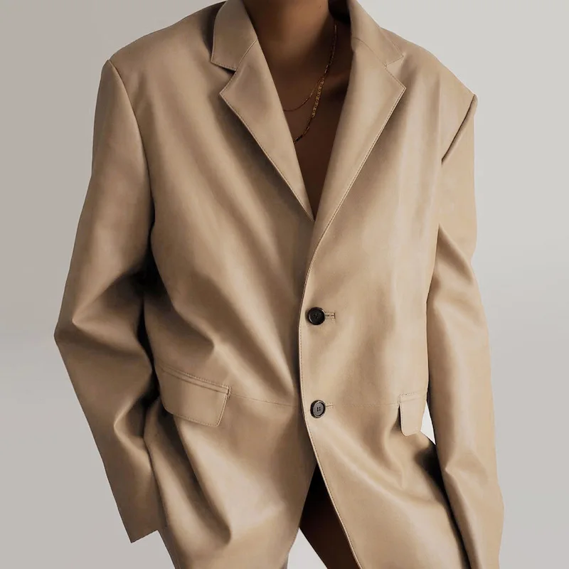 Fashion Women's Fall Jacket Office Wear Ladies Oversized Blazer Mujer Pu Leather Jacket Women
Fashion Women's Fall Jacket Office Wear Ladies Oversized Blazer Mujer Pu Leather Jacket Women