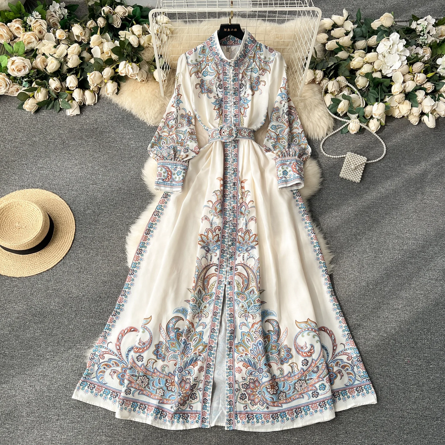 French high-end ink painting printed dress with lace up waist for women temperament A-line large swing chiffon long skirt
French high-end ink painting printed dress with lace up waist for women temperament A-line large swing chiffon long skirt