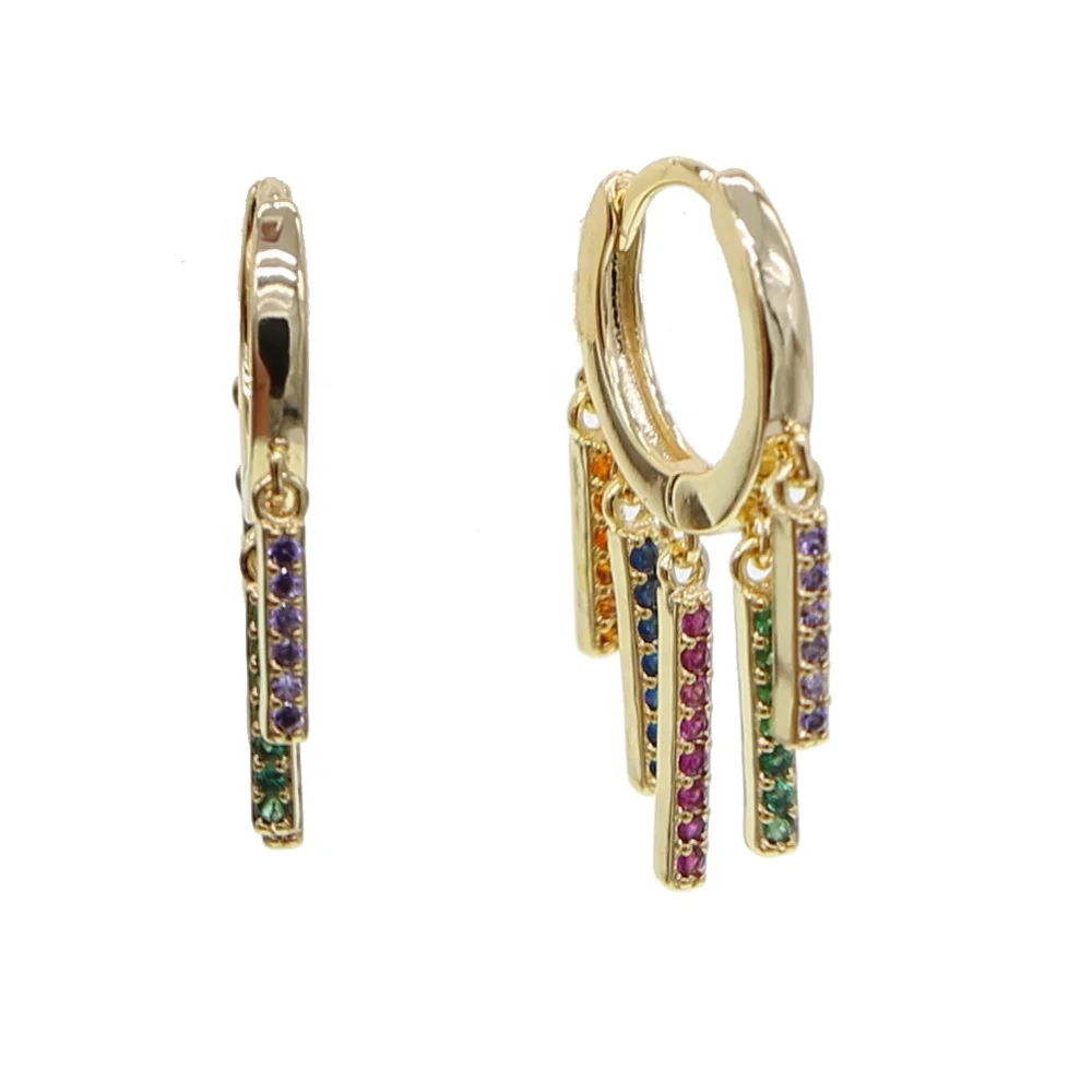 Rainbow cz bar dangle drop earring Gold Color Gorgeous Colorful fashion women jewelry
Rainbow cz bar dangle drop earring Gold Color Gorgeous Colorful fashion women jewelry