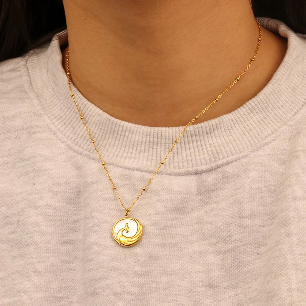 Chris April fashionable PVD plated 316L stainless steel sea shell pendant phoenix cameo satellite chain necklace
Chris April fashionable PVD plated 316L stainless steel sea shell pendant phoenix cameo satellite chain necklace
