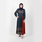 High quality floral printing abaya long sleeve muslim women Dubai maxi dress