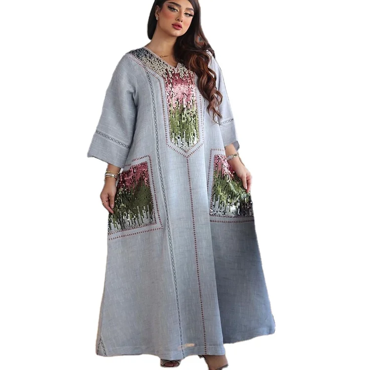 HJ AMD63 Plus Size Linen Bead Long Dress Muslim Islamic Clothing Kuwaiti Jalabiya India, Gray
HJ AMD63 Plus Size Linen Bead Long Dress Muslim Islamic Clothing Kuwaiti Jalabiya India, Gray