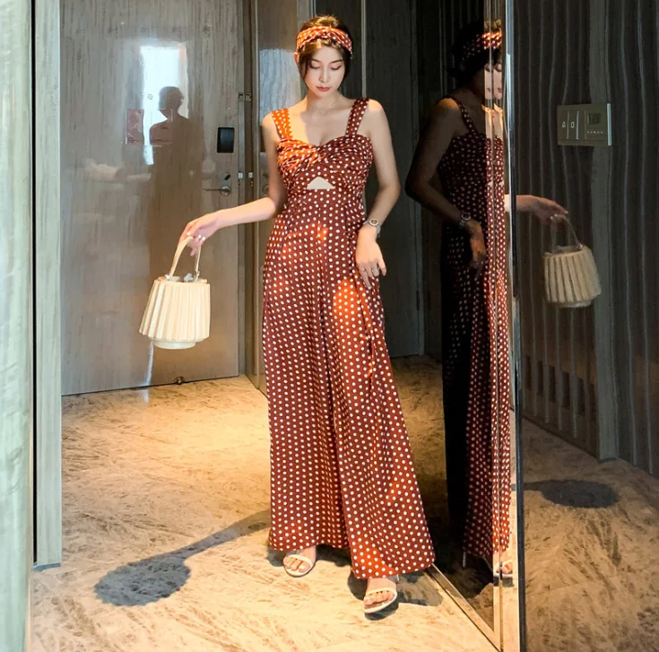 Wholesale Bohemian Wave Point Casual Dress Dot Print Ladies Jumpsuit Sleeveless Chiffon Dresses
Wholesale Bohemian Wave Point Casual Dress Dot Print Ladies Jumpsuit Sleeveless Chiffon Dresses