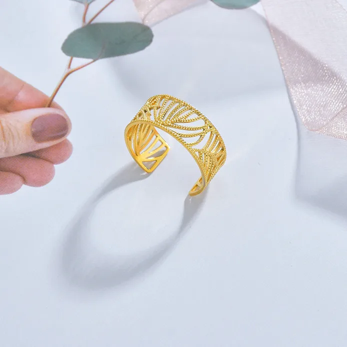 Amazon Hot Sale Real Gold Plated Adjustable Stainless Steel Leaf Finger Rings Stainless Steel Hollow Leaf Open Rings For Gift
Amazon Hot Sale Real Gold Plated Adjustable Stainless Steel Leaf Finger Rings Stainless Steel Hollow Leaf Open Rings For Gift