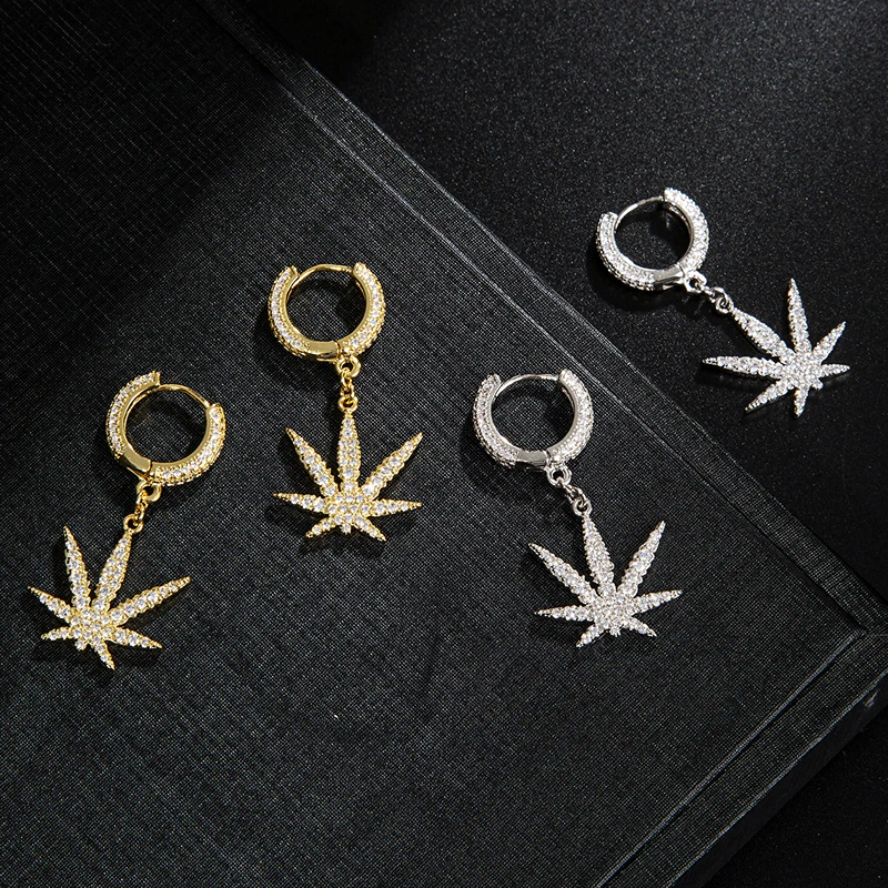 Trend Crystal Zircon Brass Weed Maple leaf stud Earring Hip Hop For men Bling Iced Out Micro Full Paved Jewelry
Trend Crystal Zircon Brass Weed Maple leaf stud Earring Hip Hop For men Bling Iced Out Micro Full Paved Jewelry