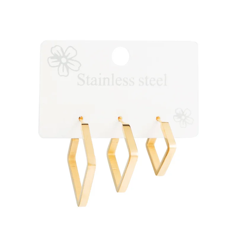 3 pairs set 18K Gold Plated Titanium Steel Square Open Earrings 316L Stainless Steel Square Hoop Earrings
3 pairs set 18K Gold Plated Titanium Steel Square Open Earrings 316L Stainless Steel Square Hoop Earrings