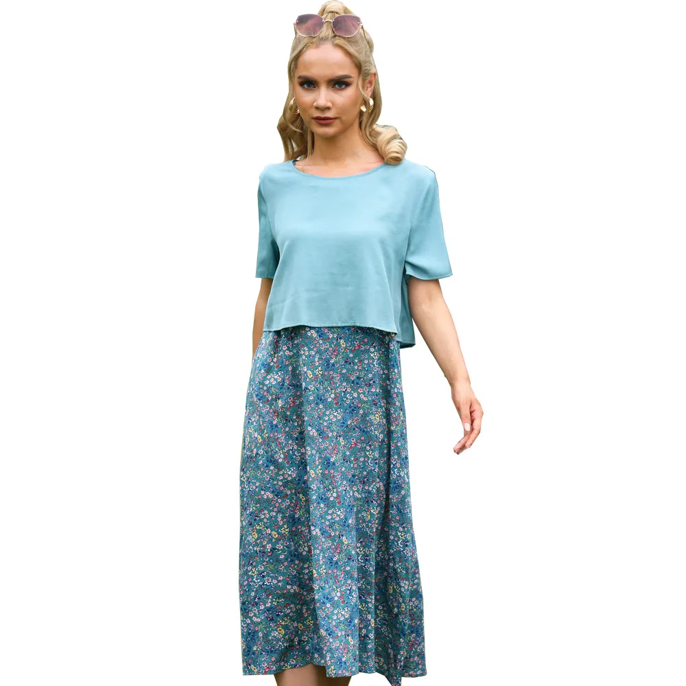 2021 European and American women's skirt suit short-sleeved blue cotton and linen printed cotton fashion casual suit, Orange
2021 European and American women's skirt suit short-sleeved blue cotton and linen printed cotton fashion casual suit, Orange