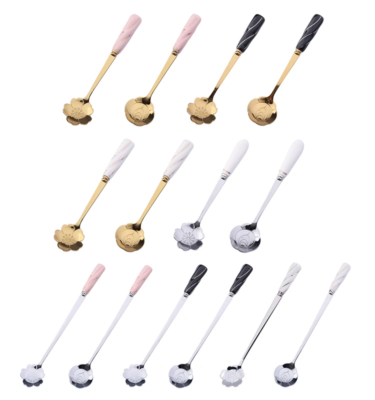 Coffee spoon Stainless steel Flower Shape Dessert ceramic spoon Ice Cream Candy Spoon, Silver
Coffee spoon Stainless steel Flower Shape Dessert ceramic spoon Ice Cream Candy Spoon, Silver