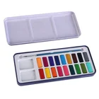 solid water color cakes 24pcs with portable tin box water color paint set