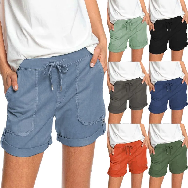 Amazon 2021 summer new solid color straight casual pants women's European and American cross border lace up shorts
Amazon 2021 summer new solid color straight casual pants women's European and American cross border lace up shorts