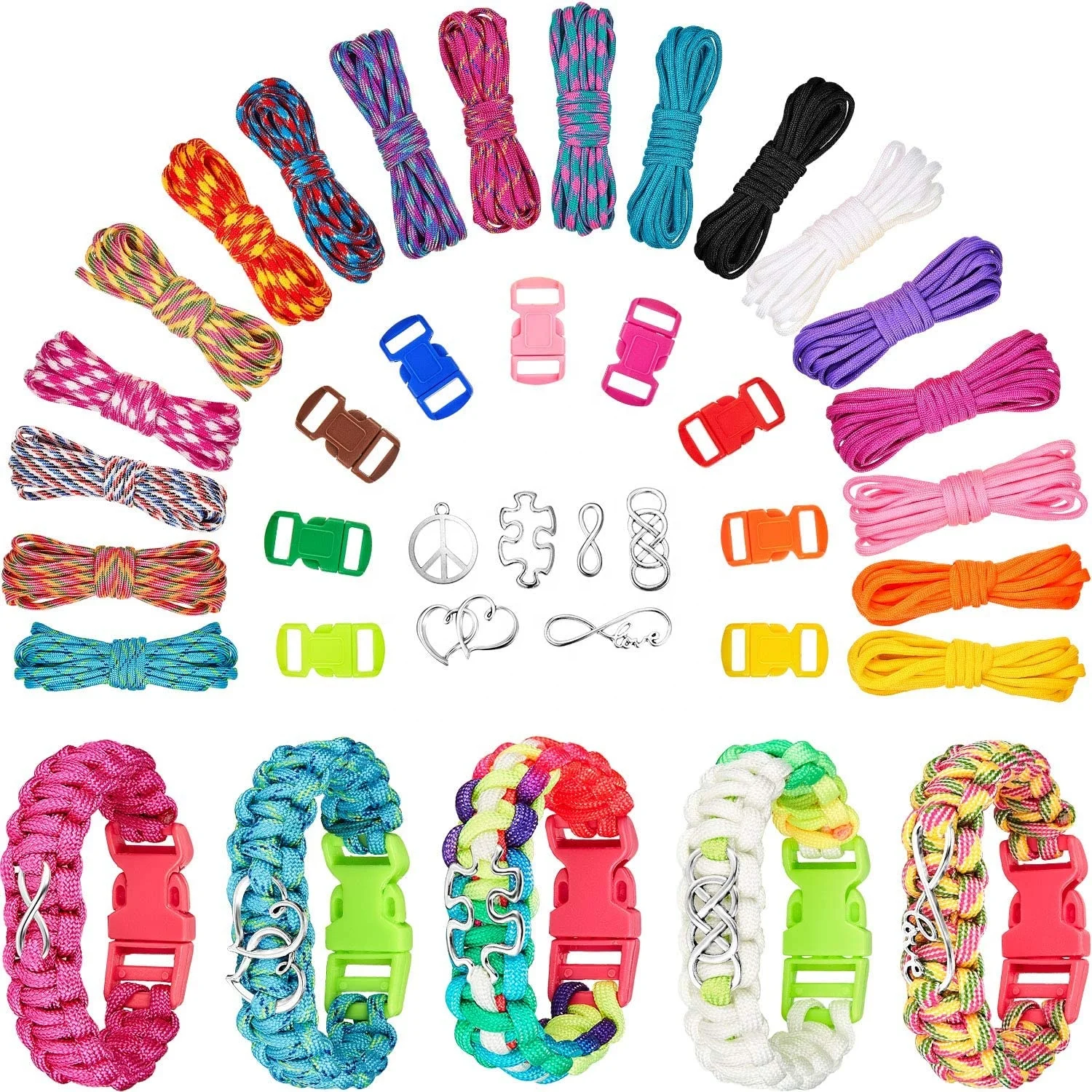 DIY Friendship 270 Colors Paracord Kits 10 Feet cord Personalized Crafts Activity Teens Boy Girls Paracord Bracelet Kit
DIY Friendship 270 Colors Paracord Kits 10 Feet cord Personalized Crafts Activity Teens Boy Girls Paracord Bracelet Kit