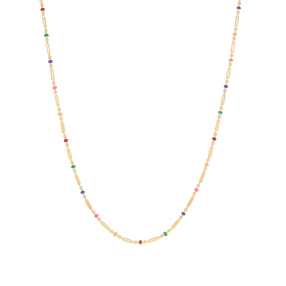 JOOLIM High End Stainless Steel Colorful Bead Bohemia Style Rainbow Enamel Necklace 18K Gold Plated Jewelry Wholesale
JOOLIM High End Stainless Steel Colorful Bead Bohemia Style Rainbow Enamel Necklace 18K Gold Plated Jewelry Wholesale