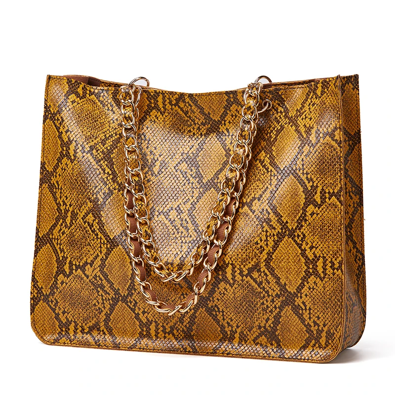 Custom printed Womens Leather snake pattern Shoulder Handbag yellow Tote Bag chain PU Bag Satchel
Custom printed Womens Leather snake pattern Shoulder Handbag yellow Tote Bag chain PU Bag Satchel