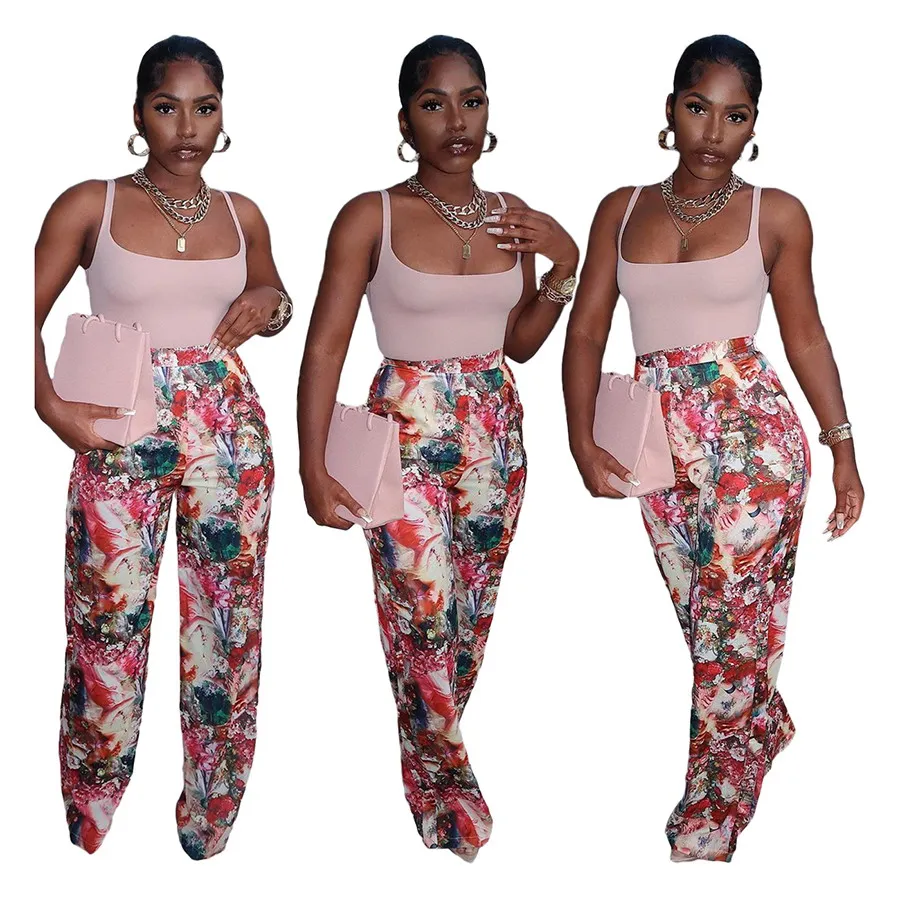 Foma BN183 new women casual clothing fashion floral printed high waist trousers long straight pants, 1 color
Foma BN183 new women casual clothing fashion floral printed high waist trousers long straight pants, 1 color