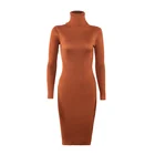 Autumn and winter new high collar over knee hair skirt in the long knit base dress