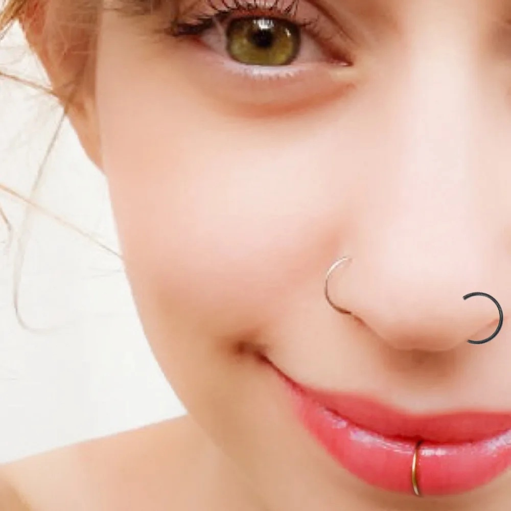 Stainless steel false nose ring nose nail body puncture plate ear hanging nose ring nostril jewelry, Black,gold,silver
Stainless steel false nose ring nose nail body puncture plate ear hanging nose ring nostril jewelry, Black,gold,silver