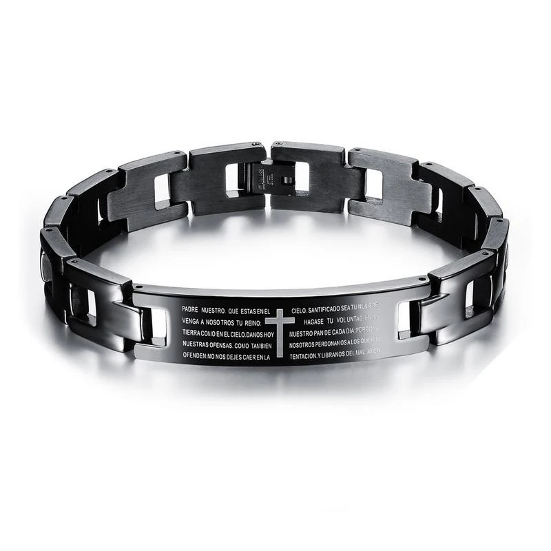 Bible lettering prayer bracelet religious bracelet jewelry men titanium steel cross bracelet (KSS250), Same as the picture
Bible lettering prayer bracelet religious bracelet jewelry men titanium steel cross bracelet (KSS250), Same as the picture