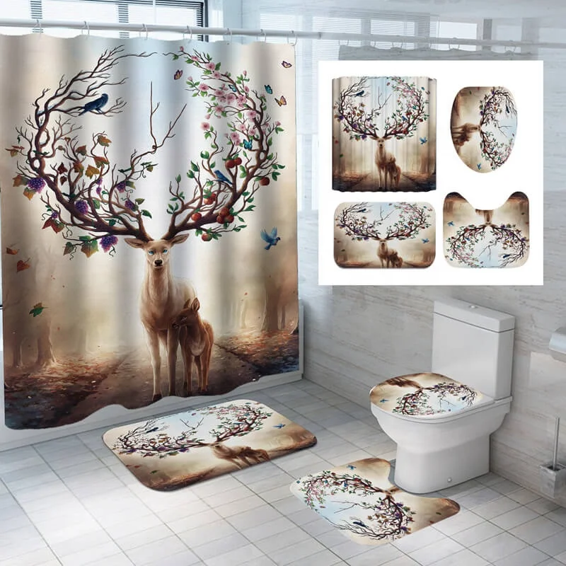 i@home cartoon elk print 72 x 72 Inch washable waterproof fabric bathroom shower curtain set with hooks, Picture
i@home cartoon elk print 72 x 72 Inch washable waterproof fabric bathroom shower curtain set with hooks, Picture