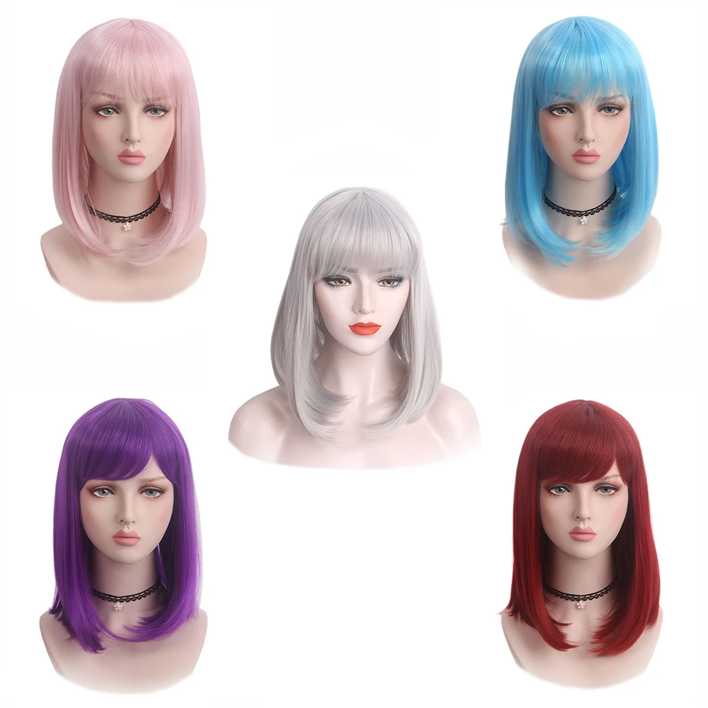 Short Bob Pink Purple Gray Red Lavender Straight Flat Bangs Party Wig
Short Bob Pink Purple Gray Red Lavender Straight Flat Bangs Party Wig