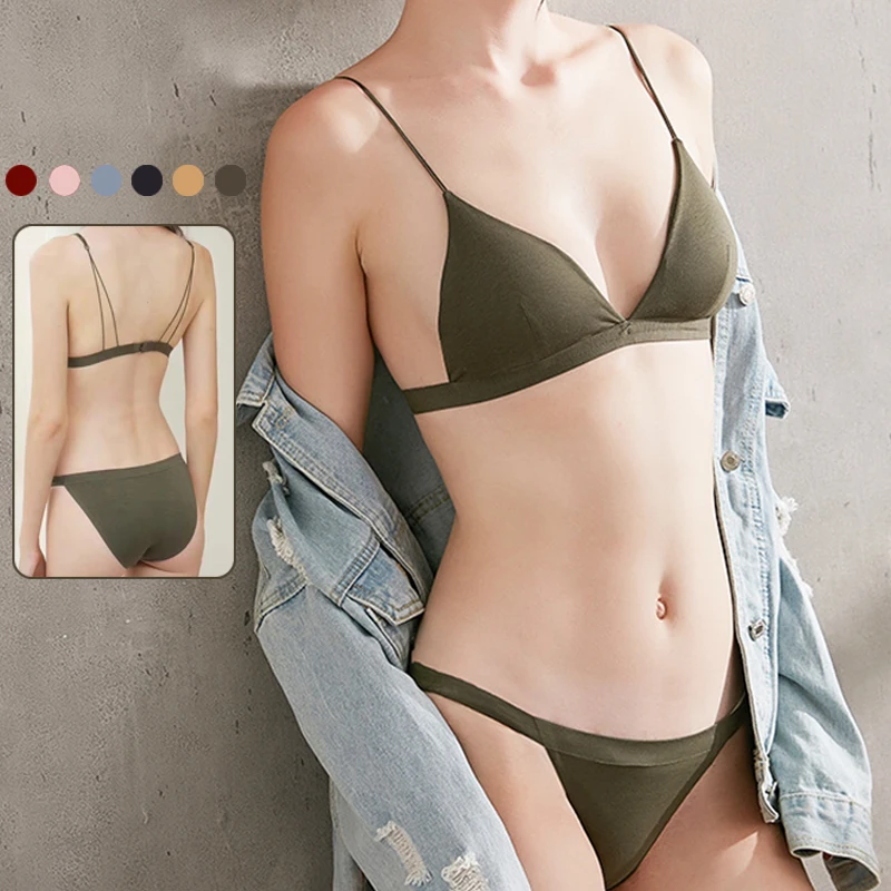 Wholesale French Simple Bikini Sexy Triangle Cup Single-row Buckle Wireless Underwear Bra and Panties Women #1848, Black,yellow,pink,green,blue,red
Wholesale French Simple Bikini Sexy Triangle Cup Single-row Buckle Wireless Underwear Bra and Panties Women #1848, Black,yellow,pink,green,blue,red