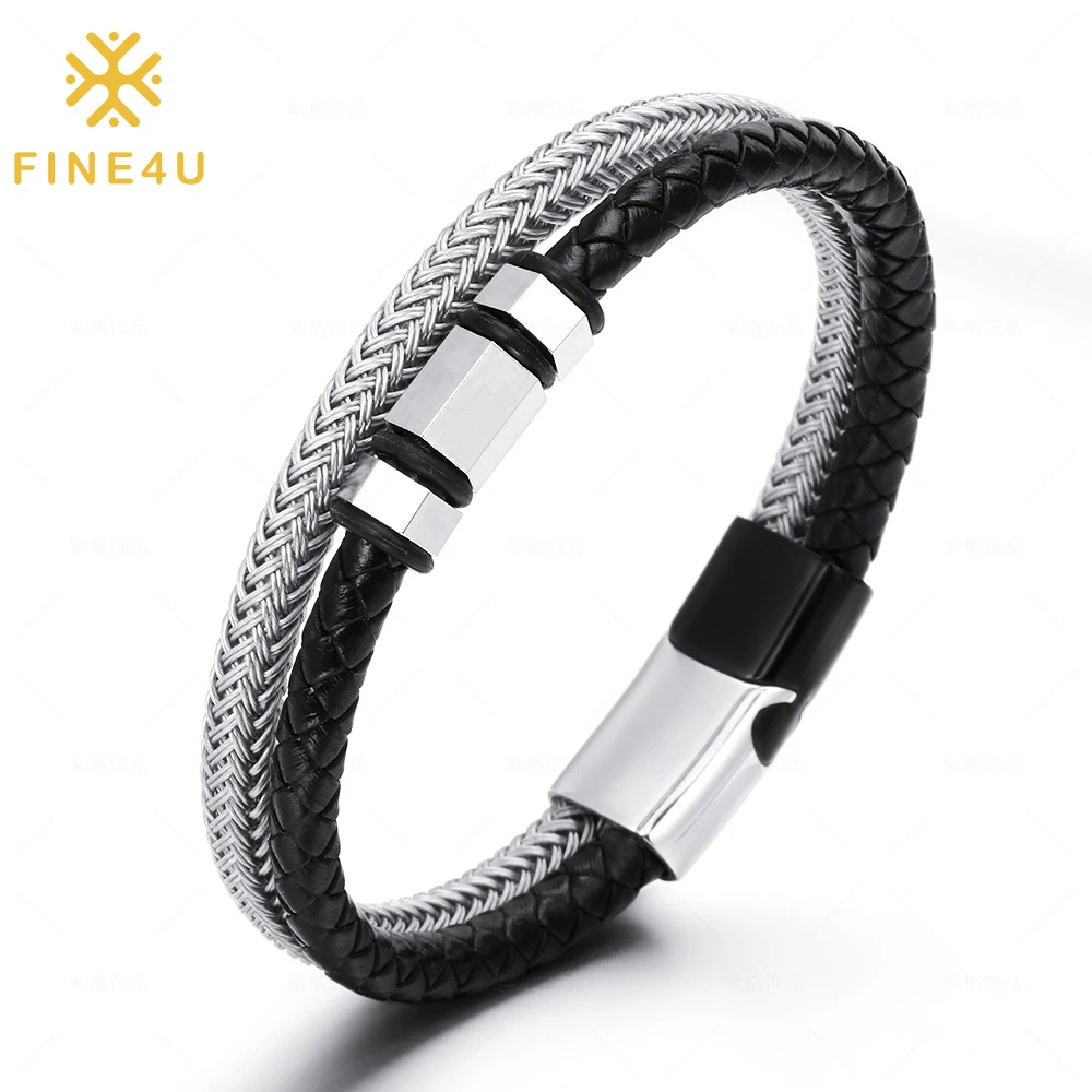2024 Trendy Mens Fashion Jewelry Braided Stainless Steel Clasp Custom Logo Unisex Leather Bracelet
2024 Trendy Mens Fashion Jewelry Braided Stainless Steel Clasp Custom Logo Unisex Leather Bracelet