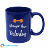 Wholesale 11oz. custom logo small quantity order accepted stoneware standard cup solid blue ceramic mugs