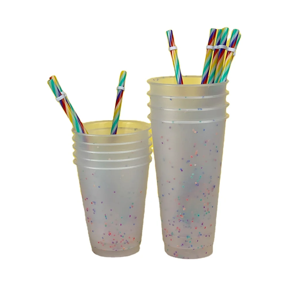 Summer Hot 24OZ Resuable PP Plastic Confetti Cold Water Color Changing Cups with Straws, Clear
Summer Hot 24OZ Resuable PP Plastic Confetti Cold Water Color Changing Cups with Straws, Clear