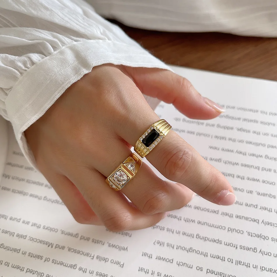 Carved Square Black Diamond Rings White Cubic Zirconia Geometric Rings for Women Vintage 925 Sterling Silver Jewelry, Gold/silver
Carved Square Black Diamond Rings White Cubic Zirconia Geometric Rings for Women Vintage 925 Sterling Silver Jewelry, Gold/silver