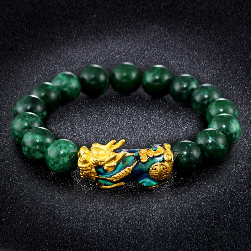Xunbei 2021 Ethnic Lucky Stone Green Agate Green Jade Pixiu Feng Shui Beaded Bracelet
Xunbei 2021 Ethnic Lucky Stone Green Agate Green Jade Pixiu Feng Shui Beaded Bracelet