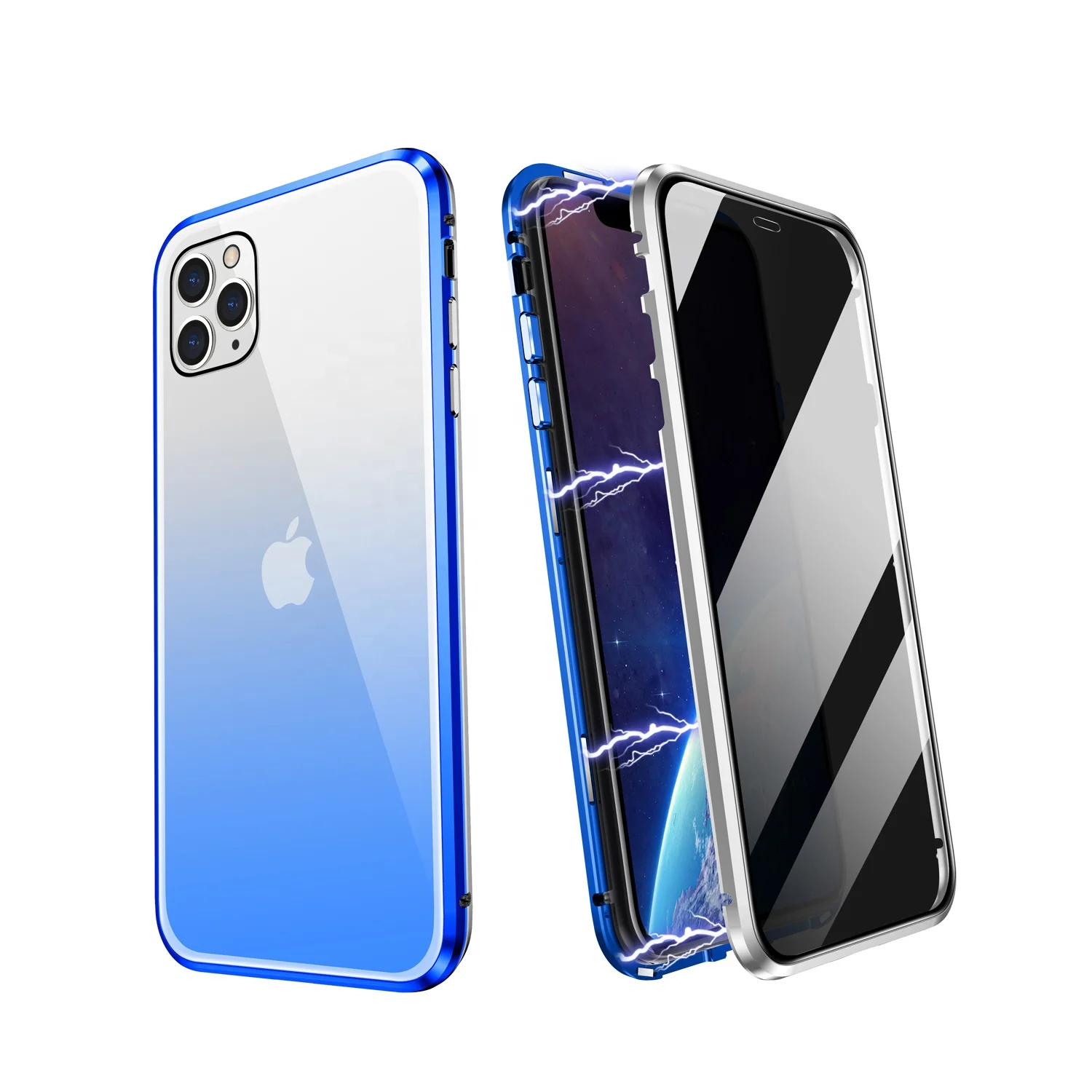 ZHIKE Metal Aluminum Frame Anti-Peep Double Sided Tempered Glass 360 Protection Magnetic Adsorption Case for iPhone 11 Pro Max, Black,red, purple&black,blue&silver
ZHIKE Metal Aluminum Frame Anti-Peep Double Sided Tempered Glass 360 Protection Magnetic Adsorption Case for iPhone 11 Pro Max, Black,red, purple&black,blue&silver