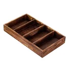 4 slot torched brown wood supply kitchen utensil cutlery tray organizer box