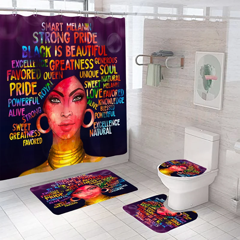 hot sale 3d African woman black girl magic shower curtain for bathroom polyester bathroom sets with shower curtain and rugs, Customized color
hot sale 3d African woman black girl magic shower curtain for bathroom polyester bathroom sets with shower curtain and rugs, Customized color