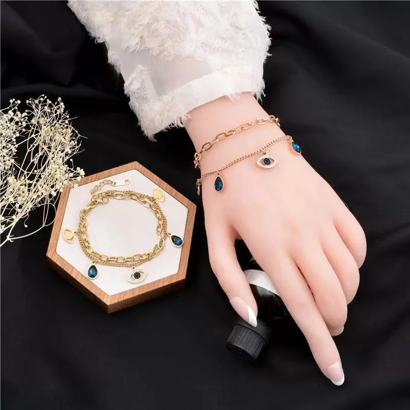 2021 Luxury New Ladies Turkey Evil Eyes Charm Bracelet 18K Stainless Steel Adjustable Rose Gold Drop Zircon Jewelry Wholesale, Picture shows
2021 Luxury New Ladies Turkey Evil Eyes Charm Bracelet 18K Stainless Steel Adjustable Rose Gold Drop Zircon Jewelry Wholesale, Picture shows